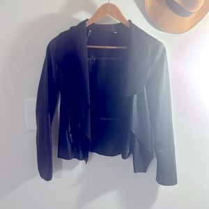 Open Front Faux Leather Jacket